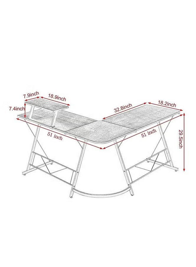 L Shaped Desk Corner Computer Table Home Gaming Desk Office Writing Workstation Space-Saving Easy to Assemble Black EI-104 - Image 5